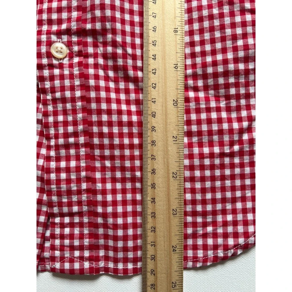 Ralph Lauren Shirt Boy M 10/12 Gingham Plaid Check Red White Blue Pony Button LS